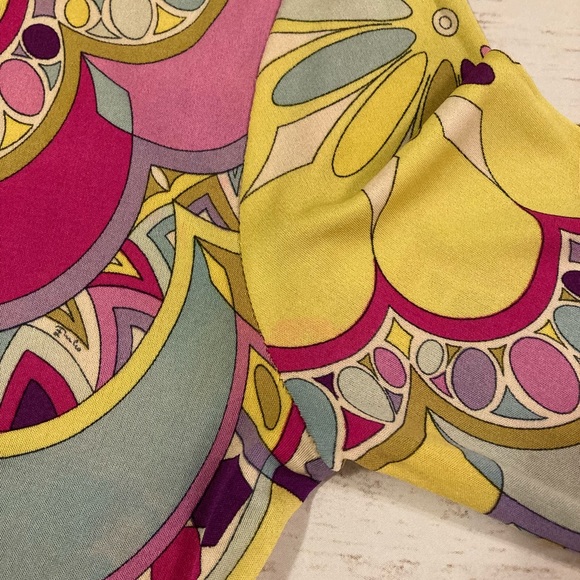 Vintage Neiman Marcus Trophy Room Emilio Pucci Colorful Mod Silk Sheath Dress - Picture 14 of 15